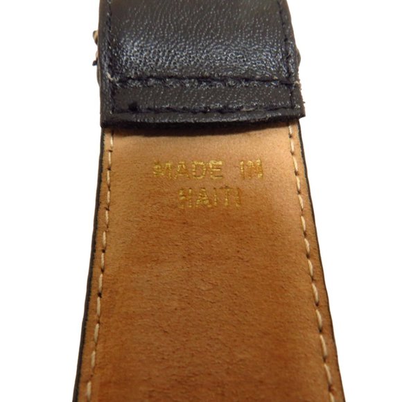 Black Leather Dress Belt with Silver Tone Buckle 0273 13 - Picture 4 of 10